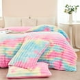 thumbnail image 7 of ZRNBAST Fluffy Ribbed Plush Comforter Set Twin 3-Piece Pink Faux Fur Fleece Bedding Set Tie-dye Rainbow Soft Luxury Fuzzy Heavy Bed Set with 2 Pillowcases(Rainbow,Twin), 7 of 7
