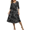 thumbnail image 2 of DreamFish Long Nightgowns for Women 3/4 Sleeve Sleepshirts Loungewear Pleated Casual Sleepwear Loose House Dress, 2 of 5