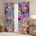 thumbnail image 2 of jejeloiu Cute Cartoon Hummingbird Curtains Pack of 2 (42x84 Each),Rustic Floral Curtains Blackout,Purple Botanical Flower Bedroom Curtains For Girls Kids,Luxury Bedroom Decor, 2 of 6
