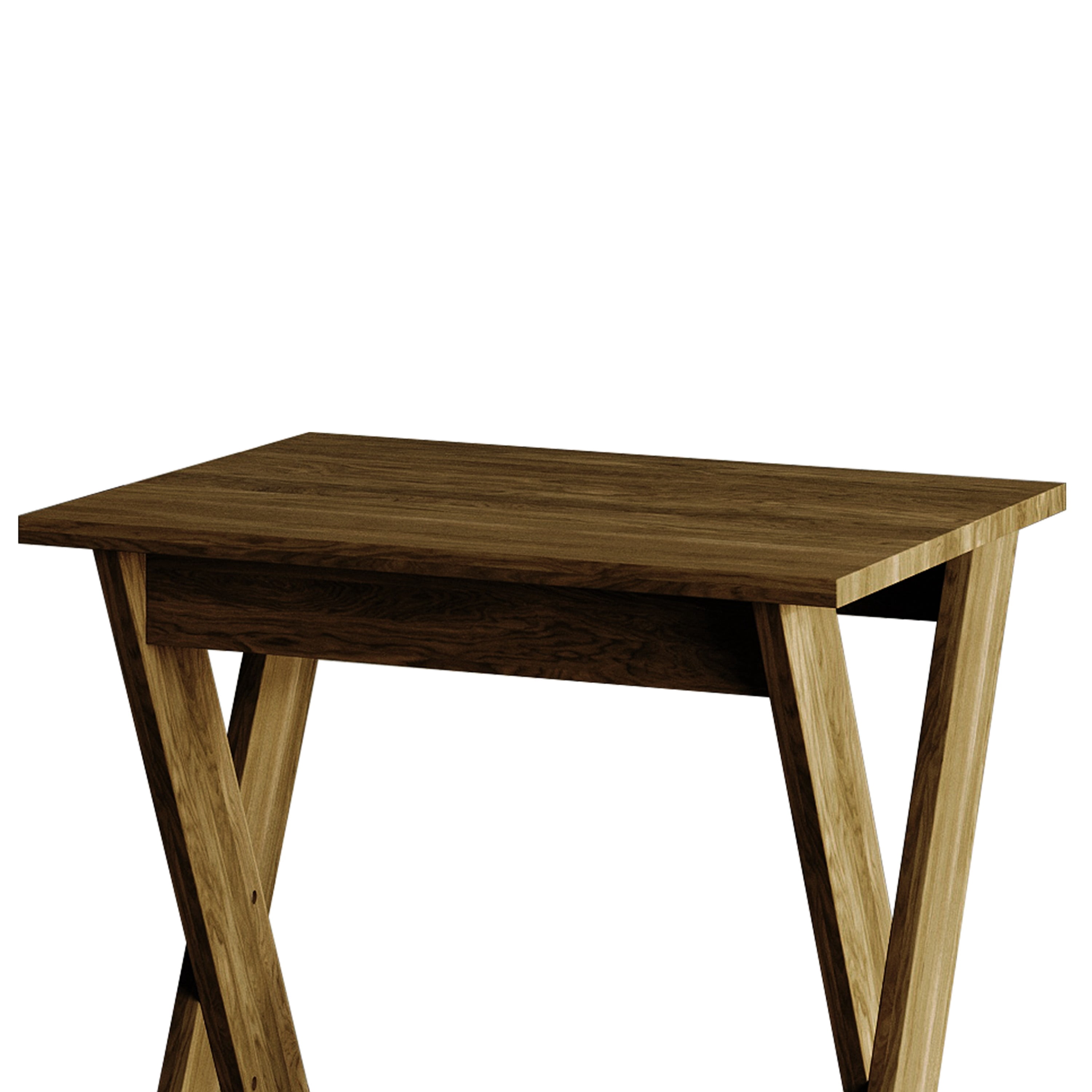 Home Design Emporia 3-Piece Coffee Set with Crossed-Leg Design and Lower Shelf, Wide Plank, Brown, Modern Living Room