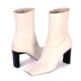 thumbnail image 3 of YDN Women Classic Closed Square Toe Ankle High Booties Chunky Mid High Heel Side Zipper Short Boots Office Shoes Size 5 Beige, 3 of 4