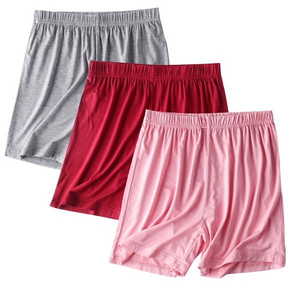 KyCheLot Women's 3 Pack Home Shorts Classic Solid Color Elastic Waist Thin Strecthy Comfy Sleep Short Pants