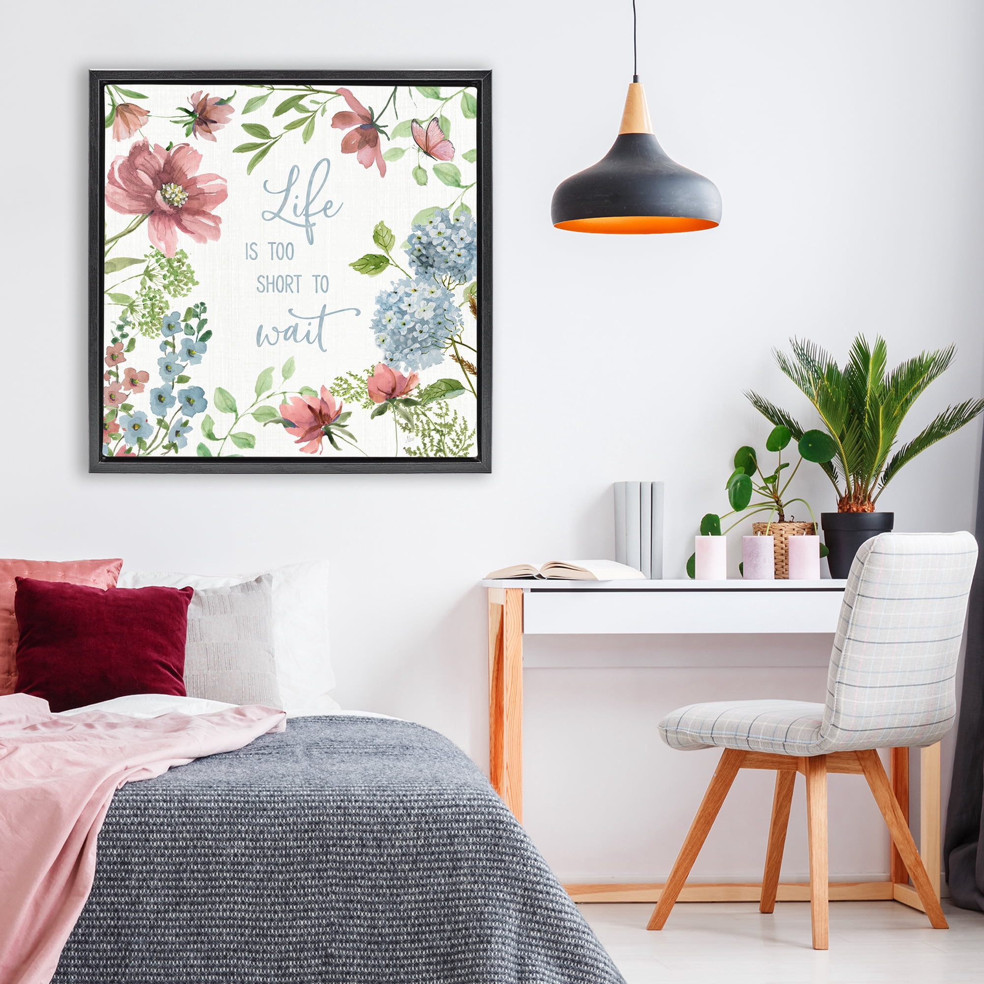 Stupell Industries Too Short To Wait Black Framed Floater Canvas Wall Art, design by Nan
