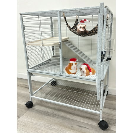 Large Two Tiers Tight 1/2-Inch Bar Spacing for Feisty Ferret Hammock Chinchilla Guinea Pig Rabbit Rat Mouse Hamster Gerbil Small Animals Critters Rolling Cage
