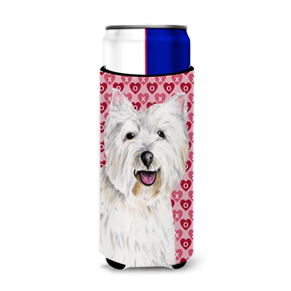 Westie Hearts Love and Valentines Day Portrait Ultra Hugger for slim cans