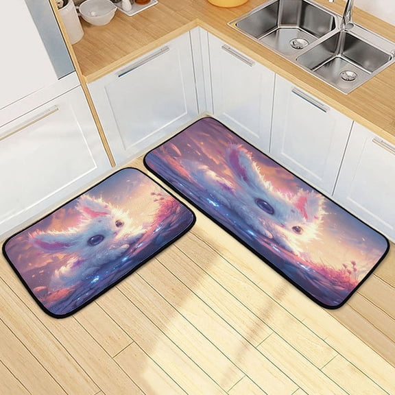 Kitchen Floor Mat 2 Sets Carpet Floor Mat Kitchen Mat Bathroom Mat Living Room Mat Bedroom Mat Absorbent Delicate Fabric No Ball Beautiful Cartoon Fox