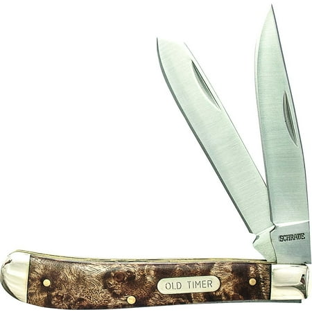 Old Timer Trapper - 94OTW Gunstock Trapper 6.9in S.S. Traditional Folding Knife with 3in Clip Point Blade and Wood Handle for Outdoor, Hunting, Camping and EDC Old Timer
