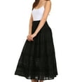 thumbnail image 3 of Sakkas Lace and Ribbon Peasant Boho Skirt - Black - One Size, 3 of 6