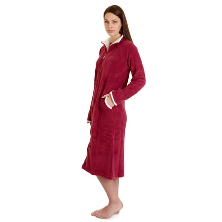 

14065 Women Spa Robe Long Plush Bath Robe Super Soft Thick Warm Berry XL