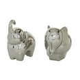 thumbnail image 6 of 6", 7"H Silver Porcelain Ceramic Elephant Sculpture, by DecMode (2 Count), 6 of 8