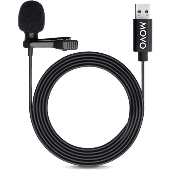 Micrófono DE solapa Movo M1 USB PARA Laptop PC y Mac con Cable DE 20 pies