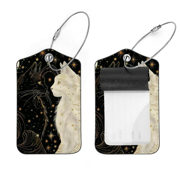 PhooArto 2 PCS Luggage Tag for Suitcase Bag Tags for Backpacks Baggage Handbag School Instrument Tag Label, Stars Moon Planets Cats