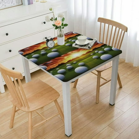 Golf-Ball Square Polyester Tablecloth, Print Waterproof Oil-Proof Dust-Proof Decorative Tablecloth