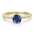 thumbnail image 3 of Gem Stone King 14K Two Tone Gold Blue Created Sapphire and Lab Grown Diamond Engagement Ring for Women | 1.16 Cttw | Round 6MM | Gemstone September Birthstone | Size 8, 3 of 6