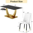 thumbnail image 3 of SUDICA 63" Dining Table Set, Black Faux Marble Glass Top, White PU Leather Chairs, Set of 6, 3 of 9
