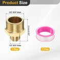 thumbnail image 2 of Uxcell Brass Pipe Fitting, 1/8" BSP Male x 3/8" BS Male Thread Connector Brass Hex Nipple Reducing Coupling Connector for Gas Water Refrigeration System Conversion, 2 of 7