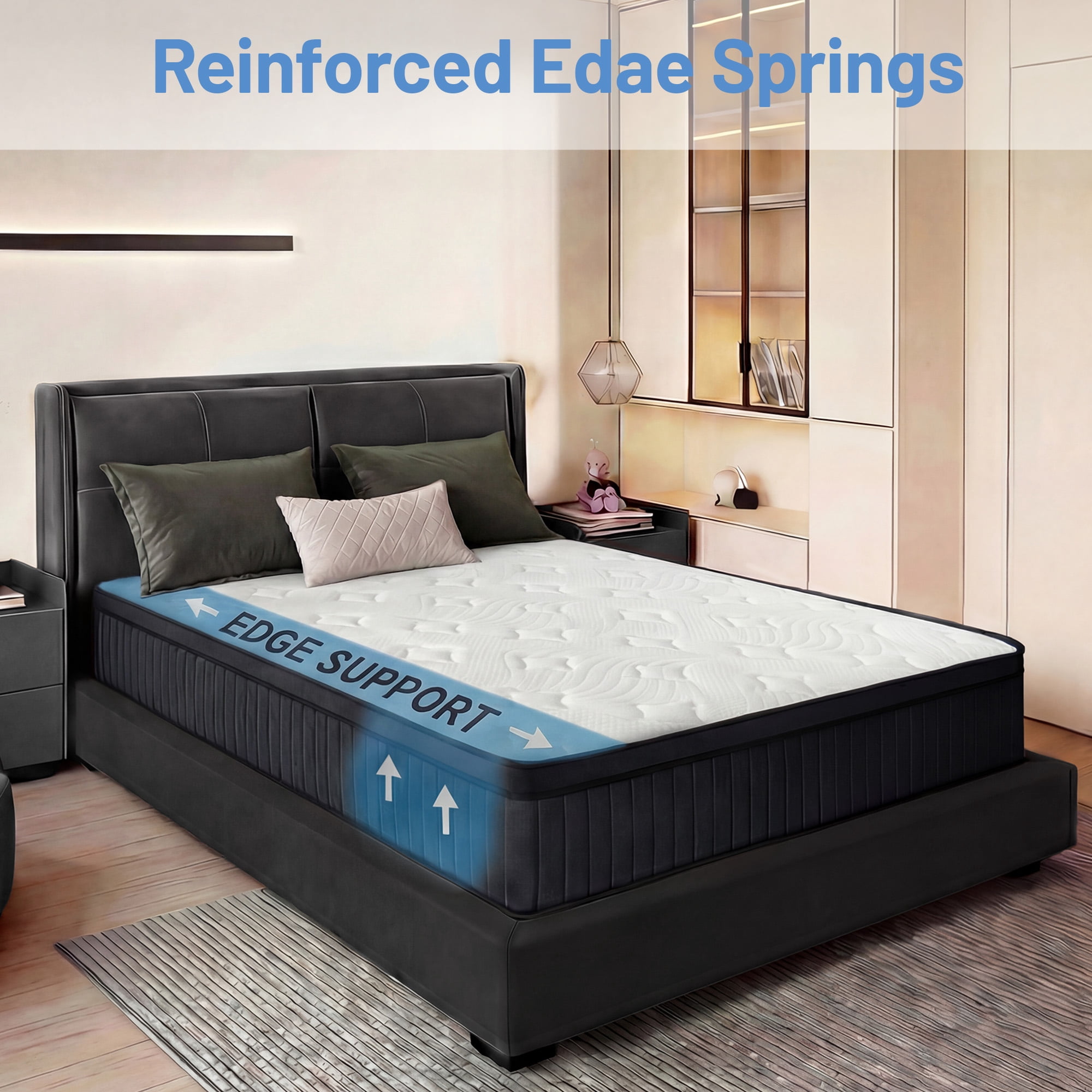 White 10 inch Full Size,Ergonomic Design,Mattress Memory Foam Pocket Spring,Hybrid Mattress, Medium Firmness, Lumbar Support,Pressure Relief,Best Choice for Family Happiness,Bed Mattress in a Box
