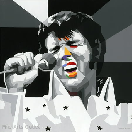 Elvis Presley by G. Mendez - Embellished Giclee - Size: 36"L x 36"W x 2"H.