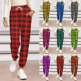 thumbnail image 7 of Lounge Pants for Women with Pockets Drawstring Elastic Waist Casual Cotton Jogger Sweatpants Soft Pajama Bottoms (XL, Red|Plaid), 7 of 7