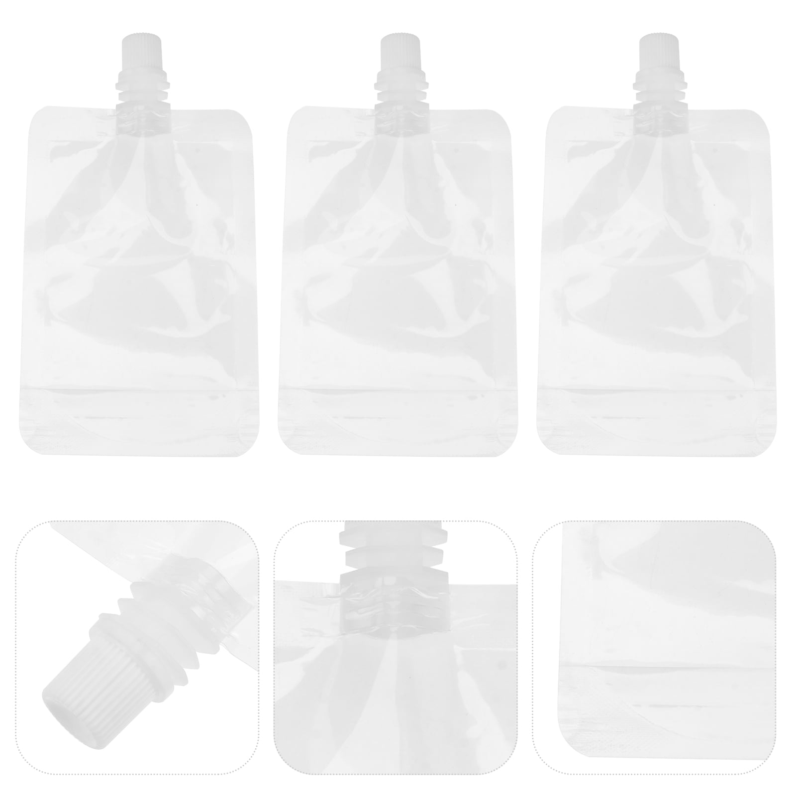 30Pcs Reusable Transparent Drinks Flasks Travel 100ML Plastic  Flask Water Bag Stand Up Liquid Drinking Flasks Juice Flask Bags for Trip  Liquor Party Milk Beverage Home Wine Camping: Flasks