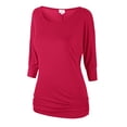 thumbnail image 1 of Matchstick Women's 3/4 Sleeve Basic Drape Top with Side Shirring, 1 of 4