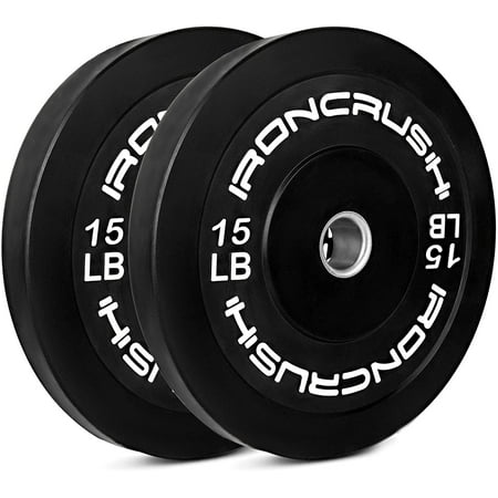 Iron Crush Olympic Bumper Plates Set - Virgin Rubber Weights for Strength Training - Fits 2" Barbells - Sold in Pairs