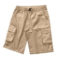 thumbnail image 4 of YODETEY Men's Drawstring Elastic Waist Multi-Pocket Cargo Shorts , Men's & Big Men's Khaki,Size S-4XL, 4 of 5