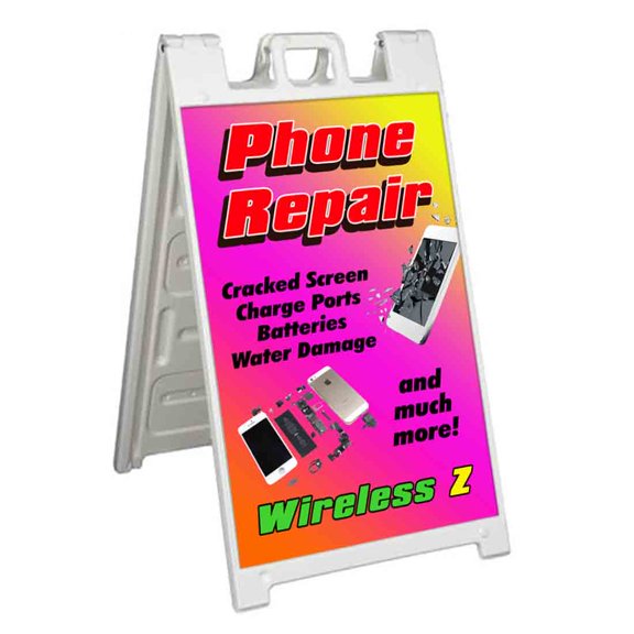 Phone Repair (24" X 36") Standard A-Frame Signicade, Includes Decal Applied To Stand