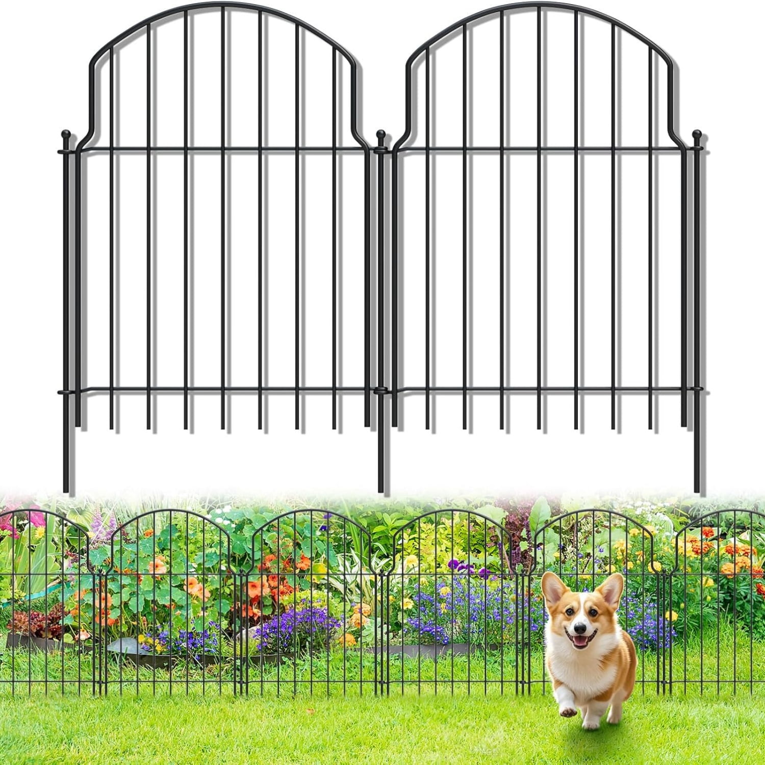 25Pcs Decorative Garden Fence, 20in(H)/27ft(L) Metal Fences Animal Barrier Outdoor for Yard, Flower Bed Edging Ornamental Border Panel for Dogs, Rabbits, Dig Defence, Garden Decor, Patio