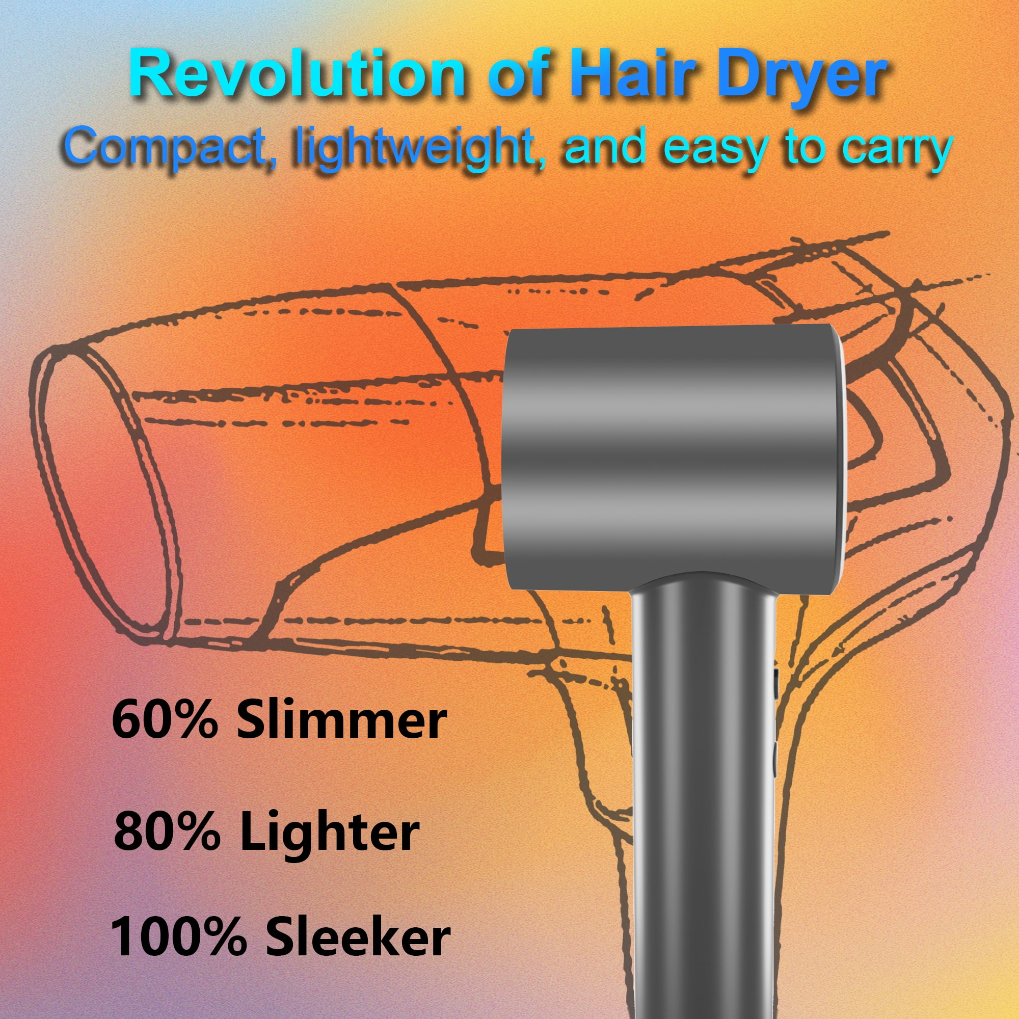 Hair Dryer, High-Speed Blow Dryer With 3 Heating Settings & 2 Speeds, 110,000 RPM Lightweight Ionic Hair Dryer, Low Noise, for Home, Travel, Salon, Gift