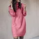 thumbnail image 2 of Otoño Invierno Vestido suéter de mujer Color sólido Vestido veraniego de cuello alto Casual vestidos tipo túnica de punto ropa para clima frío Vestido, 2 of 5