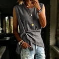 thumbnail image 3 of cocolona Summer Linen Irregular Tank Tops for Women Sleeveless Crew Neck Shirts Trendy Casual Solid Color Blouses, 3 of 6