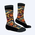 thumbnail image 2 of Unisex Trendy Socks (2 Pairs) - Vibrant Floral & Geometric Patterns in Black Blue Orange Red & Gold - Perfect for All Seasons, 2 of 5