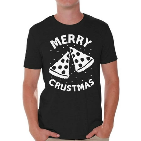 Music Lovers Christmas Ideas Awkward Styles Merry Crustmas Christmas Tshirts for Men Pizza Christmas Shirts Merry Christmas Men's Holiday Tee Ugly Christmas Shirt Men's Holiday Top Christmas Holiday Gift Idea For Pizza Lovers ()