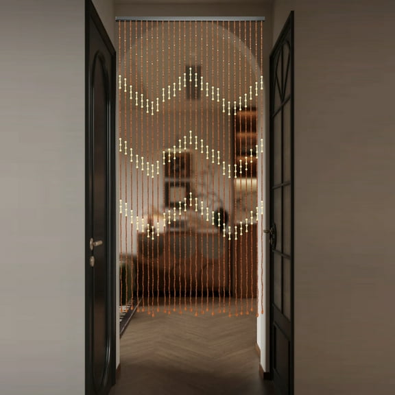 Peakora Retro Style Wooden Bead Curtain 35.4*68.9in Bamboo and Wooden Doorway Beads 27 Lines Room Blind Screen for Porch Bedroom Living Room Bathroom