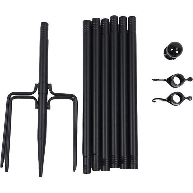 Aodebiao Mât de Drapeau en Acier Inoxydable, Mât de Drapeau de Jardin Extérieur Robuste avec Anneau Rotatif Anti-Enchevêtrement à 360° et Base à 5 Dents, Résistant à la Corrosion, Installation Facile, Kit de Mât de Drapeau Résistant au Vent