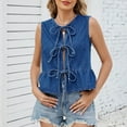 thumbnail image 2 of Basic Camisole For Women Tanks Tops Fashion Denim Vest With Lace Up Detail Ruffled Hemline For Wear Going Out Cami Top, 2 of 8