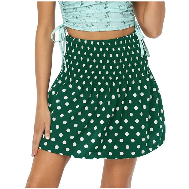 XZTZ Women Smocked Ruffle Mini Skirts Summer High Waisted Tiered Short