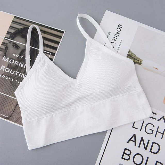 Ropa interior con espalda en U grande y sin costuras con rosca para niña, top de tubo con tirantes, sujetador deportivo con escote en V para correr, ropa interior para mujer