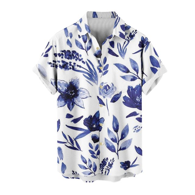 Birdeem Chemises pour Hommes Chemise Décontractée Hawaïenne Col Rabattu Imprimé Manches Courtes Bouton Chemise Hauts Blouse