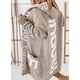 thumbnail image 1 of Suéter de punto de Europa y América de Suxin para otoño e invierno, cárdigan de longitud media para mujer, suéter de punto con capucha y letras con personalidad suelta, 1 of 6
