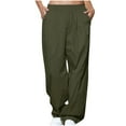 thumbnail image 2 of HUPOM Chino Pants For Women Pants For Women Track Pants Low Waist Rise Full Straight-Leg Army Green XL, 2 of 8