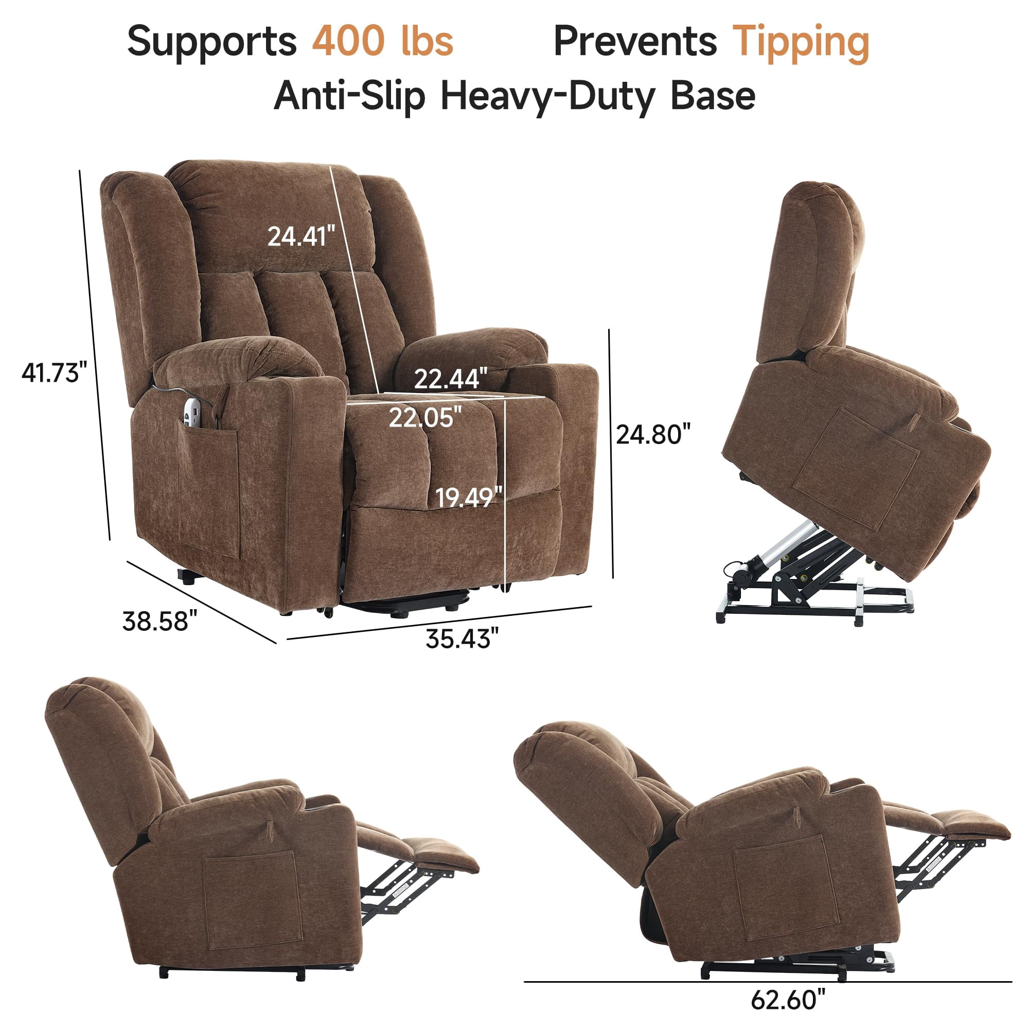 Alwalue Manual Recliner Chair with Micro Leather Overstuffed Single Sofa with Footrest & Headrest Suitable for Small Spaces - Dark Gray