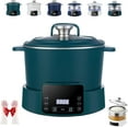 thumbnail image 1 of Rice Soup Separation Electric Cooker, Non-stick Pan & Rices Soup Separate, 3L Low Carb Rice Cooker with Reservable-Timable and Liftable Filter Basket, for Rices, Ramen, Hot Pot (Green,Stainless Steel, 1 of 7