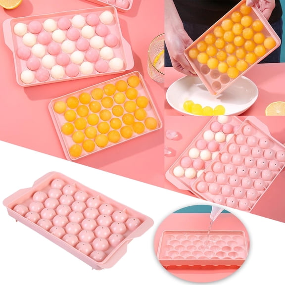 with Lid - Round Tray for Spherical Ice - Kitchen Ice Maker Tool for Freezer