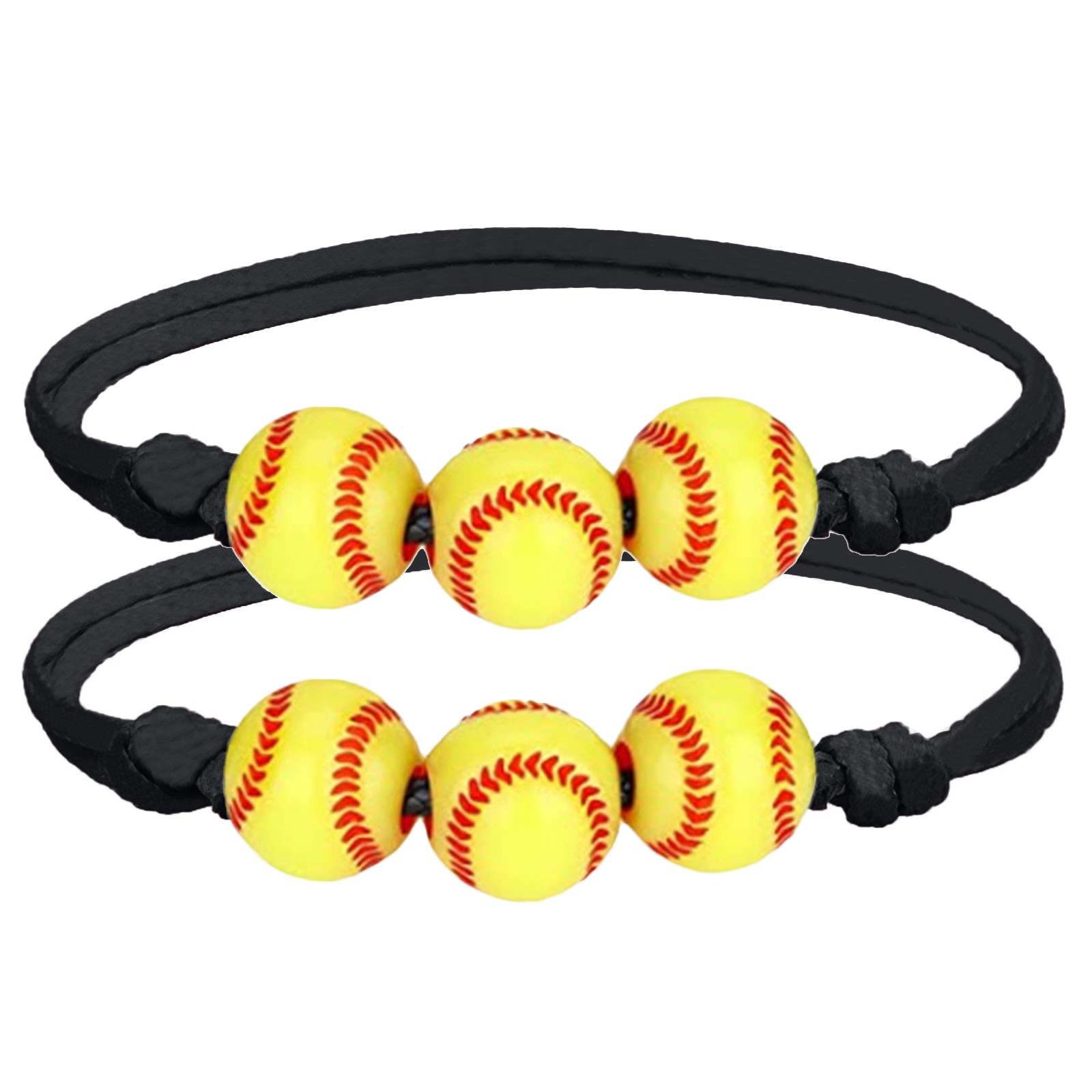 zttd 2pcs softball bracelet party favors yellow softball beads friendship bracelets adjustable beaded bracelet softball gifts for girls boy teens sport birthday party softball favors