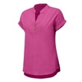 thumbnail image 5 of GZWYHT Button Down Shirts For Women，Loose Fit Blouses Linen Blouses Lightweight Linen Blouses For Women Cotton Linen Tops For Women Summer Tops Vintage Vacation Tees Pink 5XL, 5 of 8