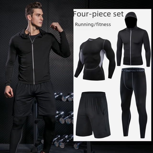 Traje deportivo para correr, traje deportivo informal para hombre, traje deportivo ajustado de secado rápido, traje de entrenamiento de baloncesto, manga larga