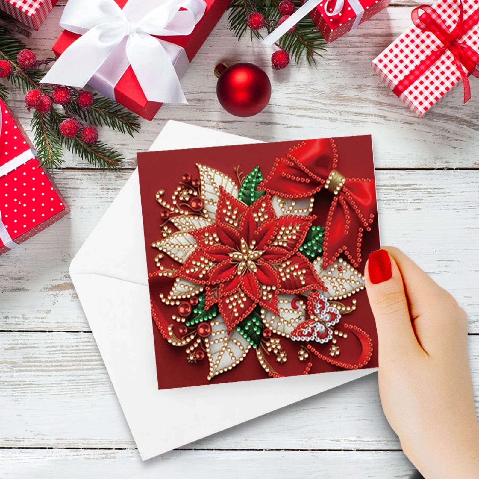 Diy Diamond Painting Greeting Card Set - 5D Diamond Art Valentine'S Day And Birthday Card Set, Inlaid With Sparkling Gemstones, A Handcrafted Gift For Family And Friends.