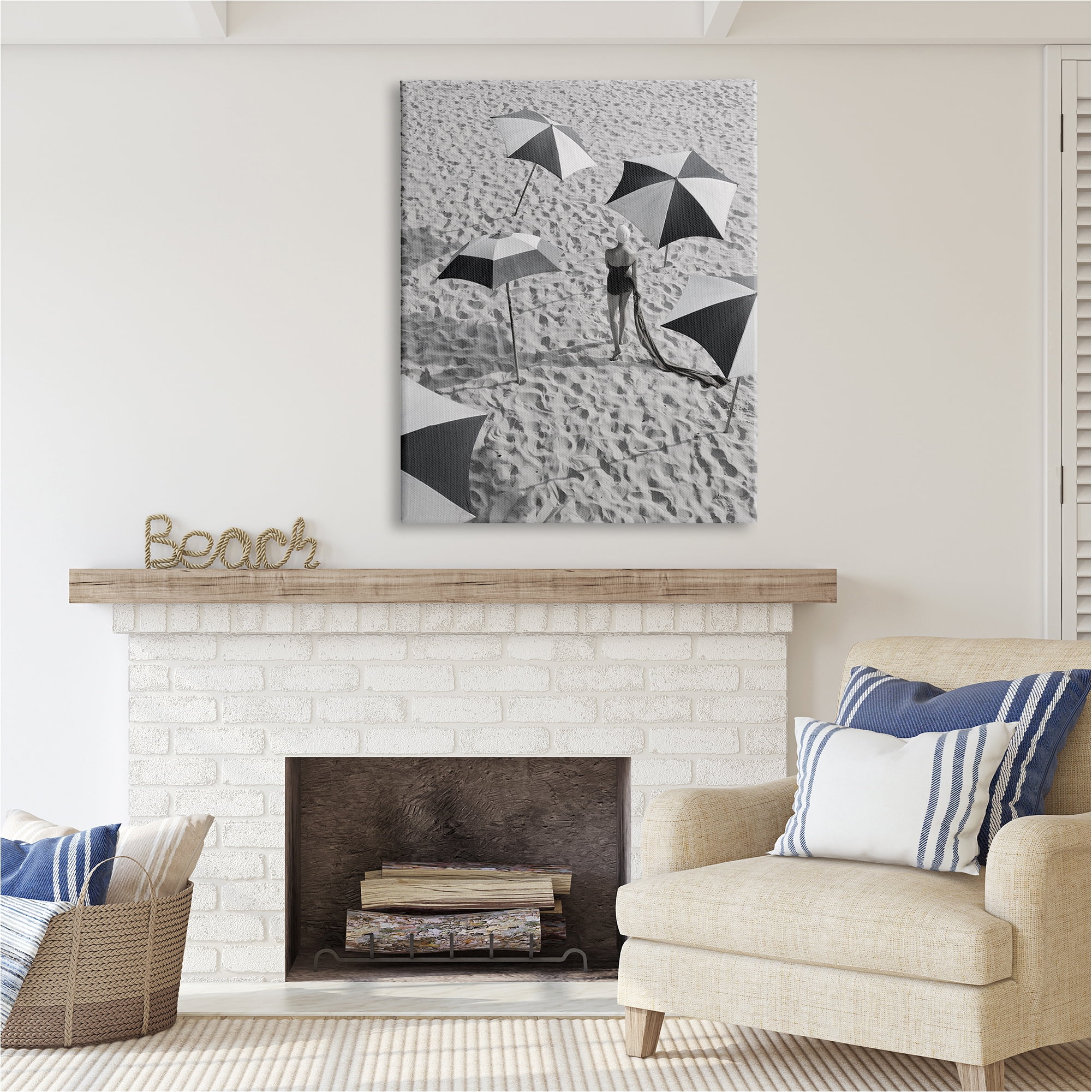 Stupell Industries Vintage Beach Fashion Nature Photography Gallery Wrapped Canvas Art Print Wall Art, 36 x 48